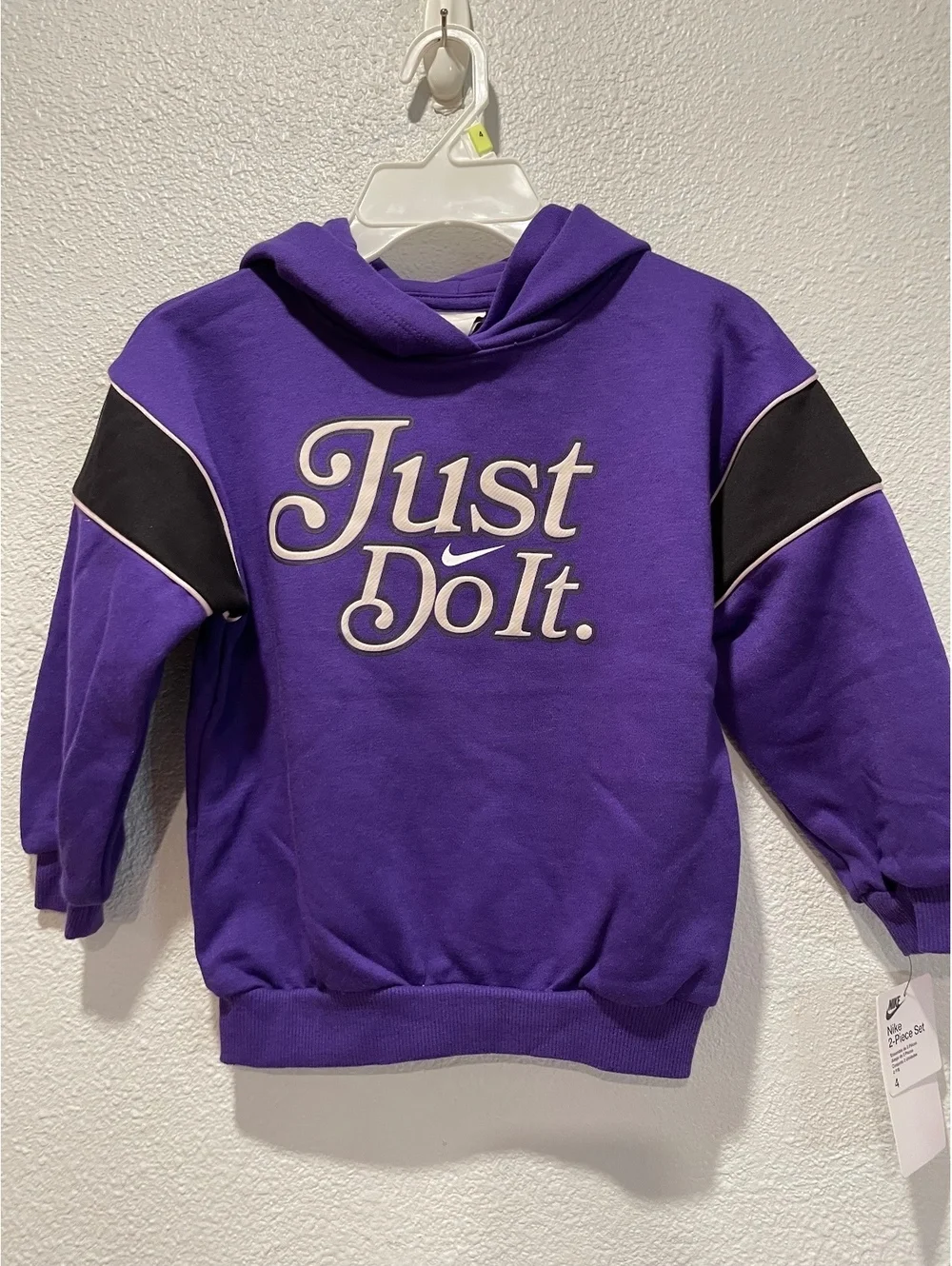 Nike Girls Purple 'Just Do It' Hoodie Sweatshirt Size 3-4 Y